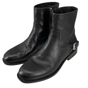 Rag & Bone Oliver Black Leather Zip Boots Silver Buckle Women’s 39